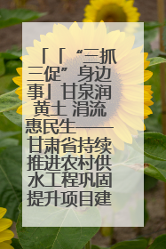「“三抓三促”身边事」甘泉润黄土 涓流惠民生——甘肃省持续推进农村供水工程巩固提升项目建设