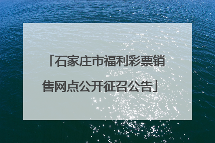 石家庄市福利彩票销售网点公开征召公告