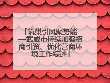 筑巢引凤聚势能——武威市持续加强招商引资、优化营商环境工作综述