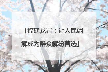 福建龙岩：让人民调解成为群众解纷首选