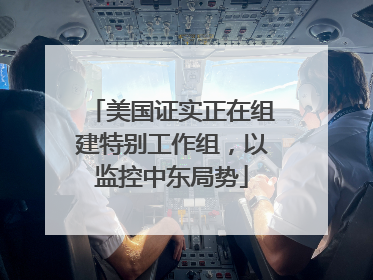美国证实正在组建特别工作组，以监控中东局势