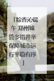 粽香沁端午 郑州城管多措并举保障城市运行平稳有序