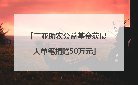 三亚助农公益基金获最大单笔捐赠50万元
