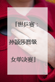 世乒赛：孙颖莎晋级女单决赛
