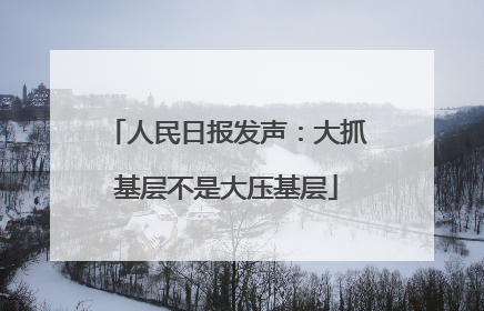 人民日报发声：大抓基层不是大压基层