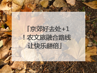 京郊好去处+1！农文旅融合路线让快乐翻倍