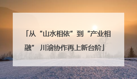 从“山水相依”到“产业相融” 川渝协作再上新台阶