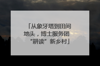 从象牙塔到田间地头，博士服务团“耕读”新乡村