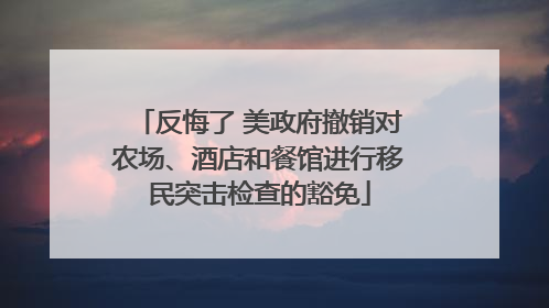 反悔了 美政府撤销对农场、酒店和餐馆进行移民突击检查的豁免