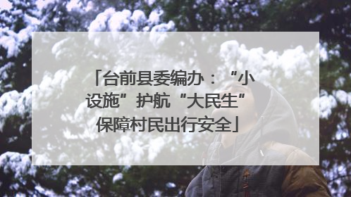 台前县委编办：“小设施”护航“大民生” 保障村民出行安全
