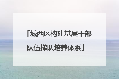 城西区构建基层干部队伍梯队培养体系