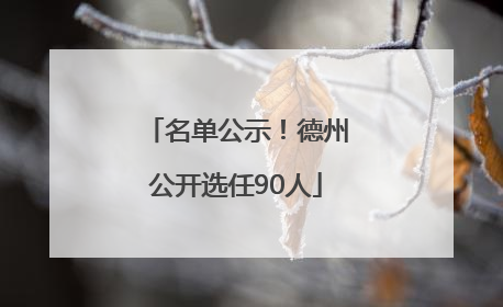 名单公示！德州公开选任90人