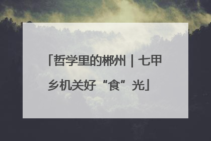 哲学里的郴州｜七甲乡机关好“食”光