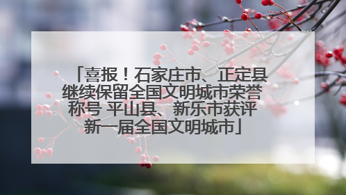 喜报！石家庄市、正定县继续保留全国文明城市荣誉称号 平山县、新乐市获评新一届全国文明城市