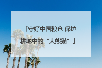 守好中国粮仓 保护耕地中的“大熊猫”