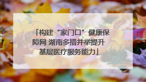 构建“家门口”健康保障网 湖南多措并举提升基层医疗服务能力