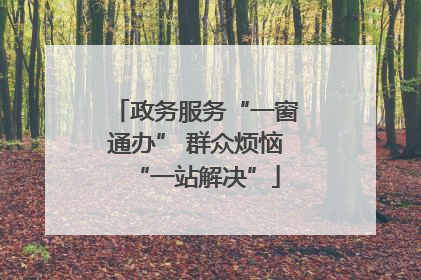 政务服务“一窗通办” 群众烦恼“一站解决”