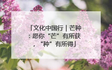 文化中国行｜芒种：愿你“芒”有所获，“种”有所得