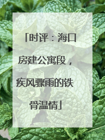 时评：海口房建公寓段，疾风骤雨的铁骨温情