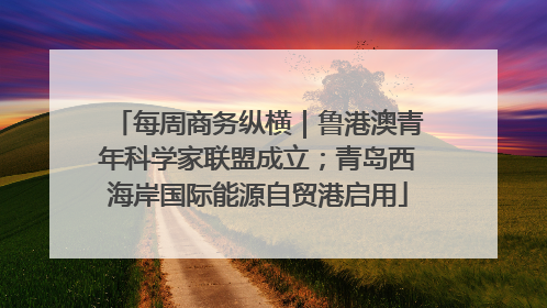 每周商务纵横｜鲁港澳青年科学家联盟成立；青岛西海岸国际能源自贸港启用