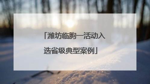 潍坊临朐一活动入选省级典型案例