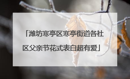 潍坊寒亭区寒亭街道各社区父亲节花式表白超有爱