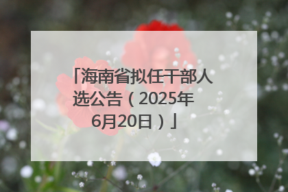 海南省拟任干部人选公告（2025年6月20日）