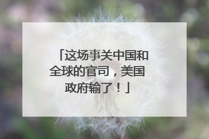 这场事关中国和全球的官司，美国政府输了！
