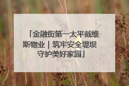 金融街第一太平戴维斯物业｜筑牢安全堤坝 守护美好家园