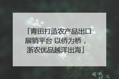 青田打造农产品出口展销平台 以侨为桥，浙农优品越洋出海