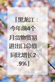 黑龙江：今年前4个月货物贸易进出口总值同比增长2.9%