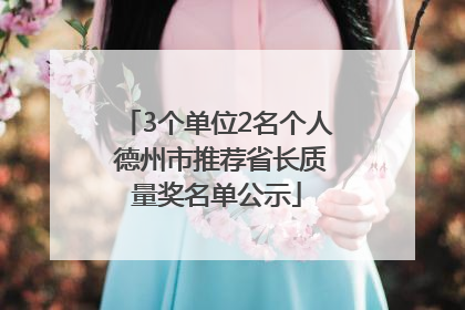 3个单位2名个人 德州市推荐省长质量奖名单公示